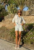 "Ab"solution® High Rise Railroad Stripe Denim Short - Blue/White / 16 image