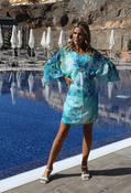 Cape Style Floral Dress - Green / 18 image