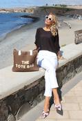 Contrast Tote Bag - Mocha / F/S