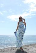 High Neck Floral Midi Dress - Light Blue / 10 image