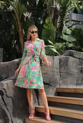 Faux Wrap Floral Paisley Print Dress - Green / 20 image