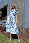 Leaf Print Shirt Dress - Blue / 8 image