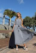 Asymmetrical Striped Shirt Dress - Navy / 12 image