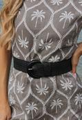 Wooden Look Buckle Belt - Black / F/S