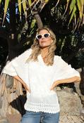 Scallop Detail V-Neck Blouse - White / S image