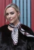 Leopard &amp; Stripe Satin Scarf - Coffee / F/S image