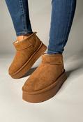 Faux Fur Lined Ankle Boot with Platform Sole - Camel / 41 image