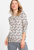 Graphic Print Top with Slip Neckline - Grey / 44