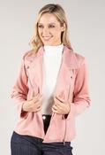 Suedette Sherpa Collar Biker Jacket - Light Pink / 18 image