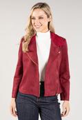 Suedette Sherpa Collar Biker Jacket - Burgundy / 18 image