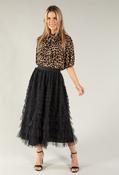 Tiered Ruffle Tulle Midi Skirt - Black / 8 image