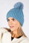 Faux Fur Bobble Hat - Blue / F/S image