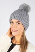Faux Fur Bobble Hat - Grey / F/S image