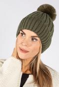 Faux Fur Bobble Hat - Khaki / F/S image
