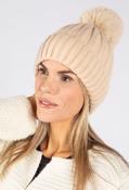 Faux Fur Bobble Hat - Beige / F/S image