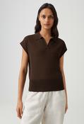 Posara Fine knit Polo Top - Affogato / 40 image
