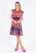 Frill Sleeve Floral Midi Dress - Navy / 20 image