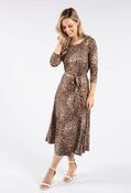 Mini Leopard Print Tie Waist Round Neckline Dress - Leopard / L image