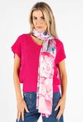 Satin Feel Floral Print Scarf - F/S / Pink image