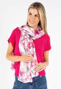 Satin Feel Floral Print Scarf - F/S / Pink image