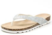 Glitter Flip Flops - Silver / 37