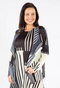 Pleated Stripe Open Jacket - Black/Cream / F/S image