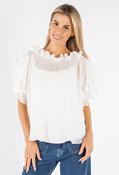 Ruffle Pleated Blouse - White / S/M image