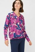 Floral Print V-Neck Blouse - Berry / 40