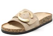 Soft Gold Buckle Slides - Taupe / 36 image