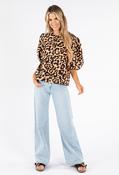 Leopard Print Puff Sleeve Blouse - Beige / 12 image