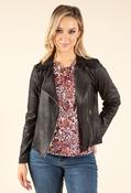 Vintage Leather Frill Detail Jacket - Black / 10 image