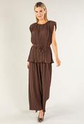 Plisse Pleated Co-Ord - Brown / F/S