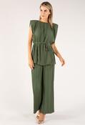 Plisse Pleated Co-Ord - Khaki / F/S