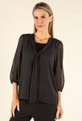 Pussy Bow Chiffon Blouse - Black / 16 image