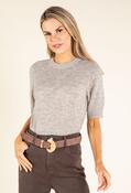 Gold buckle Suedette Belt - Brown / 85 image
