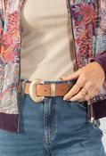Gold buckle Suedette Belt - Camel / 85 image