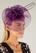 Feather &amp; Diamante Detail Fascinator - Purple / F/S