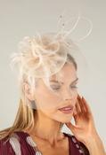 Feather &amp; Diamante Detail Fascinator - Beige / F/S image