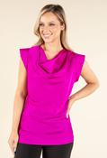 Cowl Neck Satin Blouse - Magenta / S image