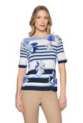 Striped Short Sleeve Top - Blue/Cream / 36 image