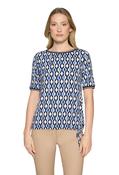 70s Geometric Print Top - Blue/Cream / 36 image