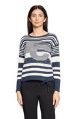 Striped Jumper With Embellished Lettering - Navy / 42 image