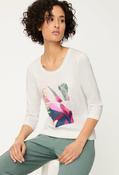 Spring Print 3/4 Sleeve Top - Off White / 38