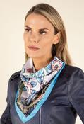 Floral Print Satin Touch Scarf - Teal / F/S