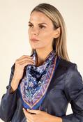 Floral Print Satin Touch Scarf - Navy / F/S