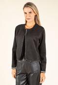 Contrast Trim Faux Suede Jacket - Black / 18 image