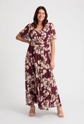 Isabelle Curve+ Float Sleeve Maxi Dress - Burgundy Cream / 22 image