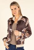 Leaf Print Bomber Jacket - Brown Mix / S/M image