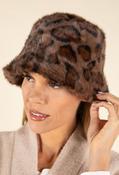 Faux Fur Leopard Bucket Hat - Brown / F/S image