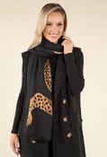 Leopard &amp; Tiger Scarf - Black / F/S